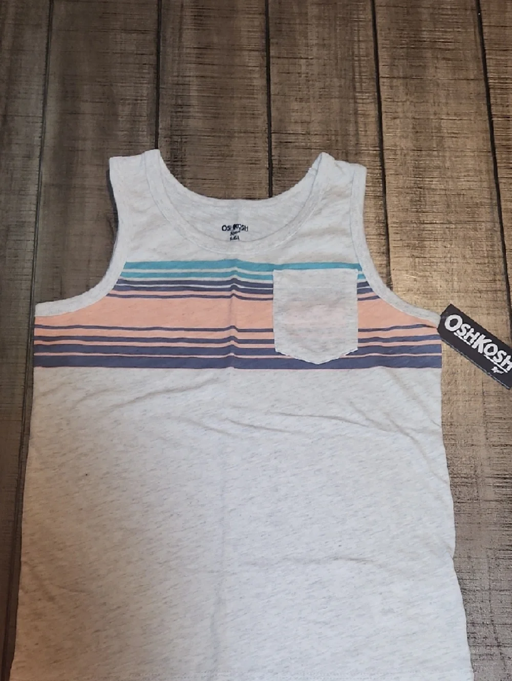 NWT OshKosh B'gosh White Tank with Coral and Blue Stripes